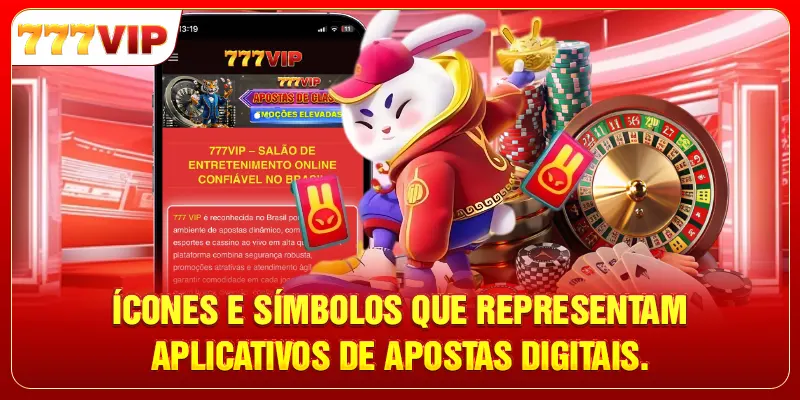 Ícones e símbolos que representam aplicativos de apostas digitais